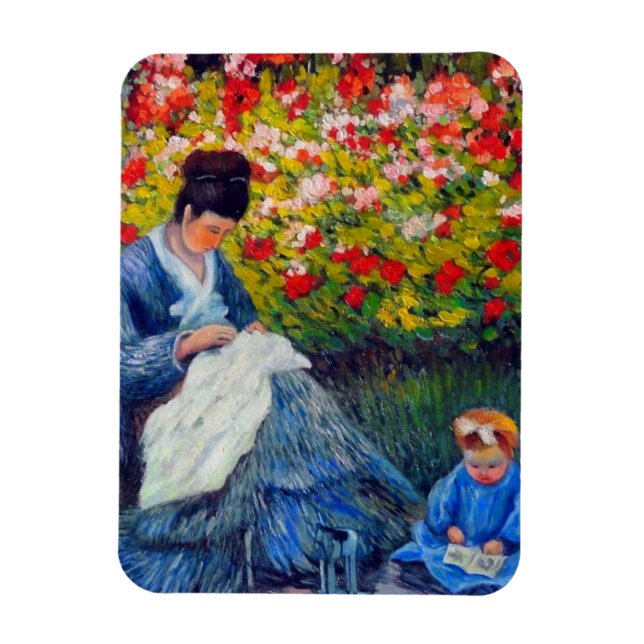Monet Mutter und Kind im Garten Magnet (Vertikal)