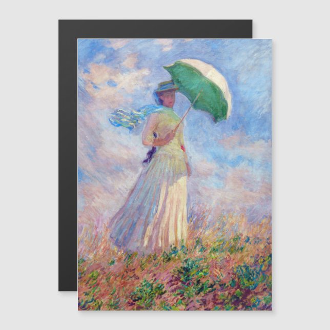 Monet - Parasol femme face à la carte magnétique d (Devant / Derrière)