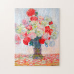 Monet Peonies<br><div class="desc">Puzzle mit Claude Monets Blume Gemälde. Schöne rote, gelbe und weiße Pfannkuchen in einer blauen Vase. Ein großartiges Monetgeschenk für Fans von Impressionismus und französischer Kunst.</div>
