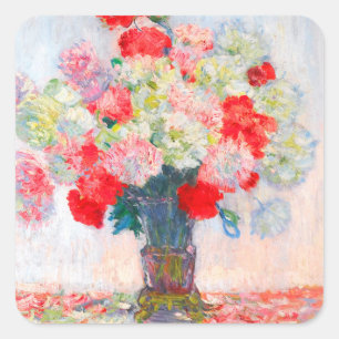 Monet Peonies Quadratischer Aufkleber