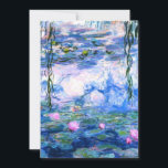 Monet Pink Water Lilies  Einladung<br><div class="desc">Eine Monet-Rosa-Wasserlililieneinladungskarte mit schönen rosa Seerosen,  die in einem ruhigen,  blauen Teich mit Lilienpolstern schwimmen. Ein großartiges Monet-Geschenk für die Liebhaber von Impressionismus und französischer Kunst.</div>