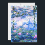 Monet Pink Water Lilies Einladung<br><div class="desc">Eine Monet-Rosa-Wasserlililieneinladungskarte mit schönen rosa Seerosen, die in einem ruhigen, blauen Teich mit Lilienpolstern schwimmen. Ein großartiges Monet-Geschenk für die Liebhaber von Impressionismus und französischer Kunst.</div>
