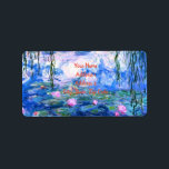 Monet Pink Water Lilies Label Adressaufkleber<br><div class="desc">Monet rosa Wasserlililien sind auf Etiketten mit schönen rosa Seerosen in einem ruhigen, blauen Teich mit Lilienblättern zu sehen. Ein großartiges Monet-Geschenk für die Liebhaber von Impressionismus und französischer Kunst.</div>