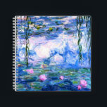 Monet Pink Water Lilies Notizbuch<br><div class="desc">Ein Monet rosa Wasserlilienheft mit schönen rosa Seerosen, die in einem ruhigen, blauen Teich mit Lilienpolstern schwimmen. Ein großartiges Monet-Geschenk für die Liebhaber von Impressionismus und französischer Kunst.</div>