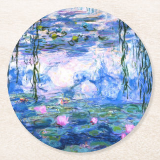 Monet Pink Water Lilies Runder Pappuntersetzer