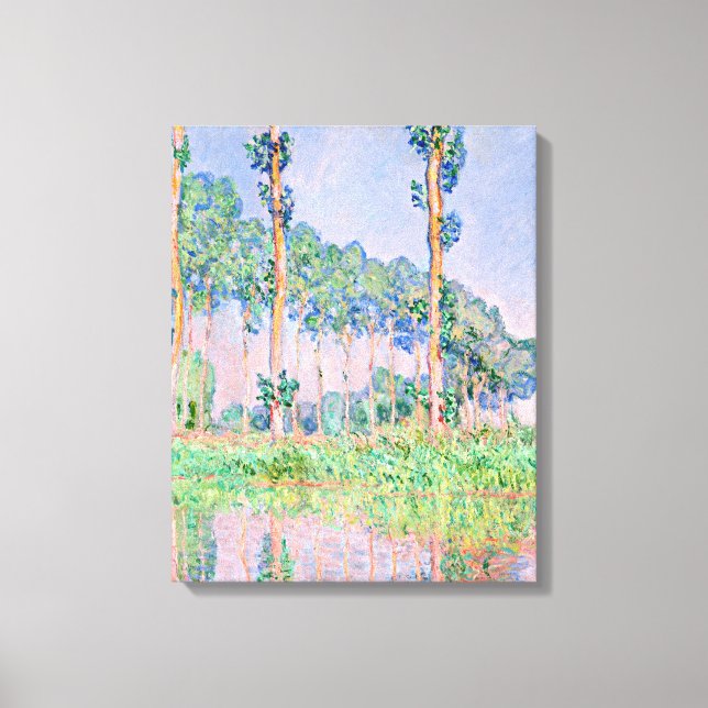 Monet - Poplars, rosa Wirkung Leinwanddruck (Vorderseite)
