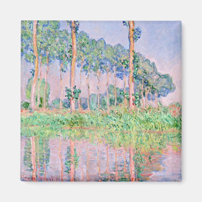 Monet - Poplars, rosa Wirkung Magnet (Vorne)