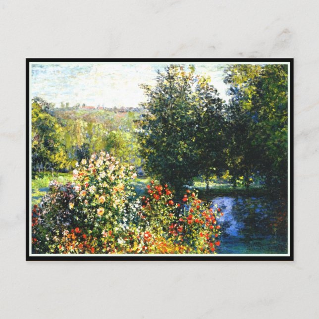 Monet - Rose im Garten am Montgeron, Kunst Postkarte (Vorderseite)