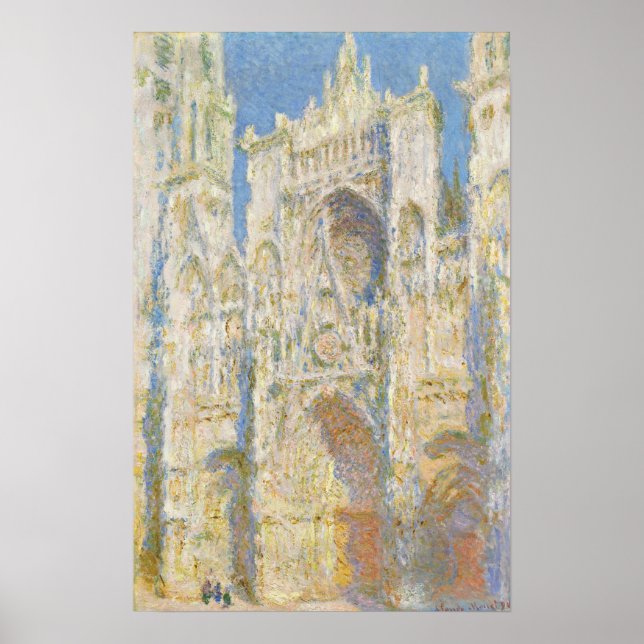 Monet - Rouen Cathedral Westfassade Sonnenlicht Poster (Vorne)