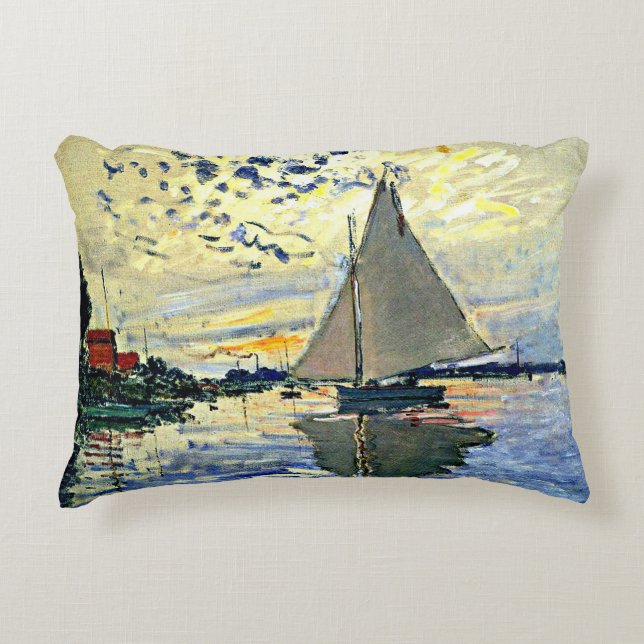 Monet - Sailboat at le Petit Gennevilliers Dekokissen (Vorderseite)