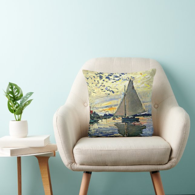 Monet, Sailboat at le Petit Gennevilliers, Kissen (Stuhl )
