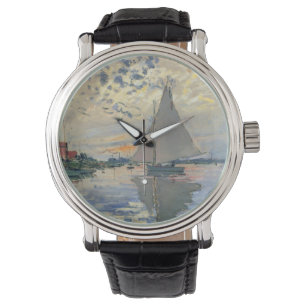 Monet Sailboat Französische Impressionismus Klassi Armbanduhr