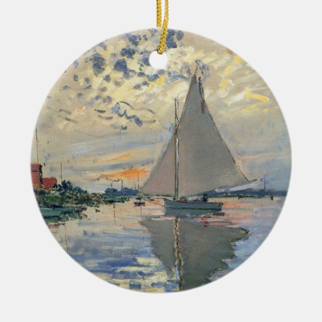 Monet Sailboat Französische Impressionismus Klassi Keramikornament (Vorne)