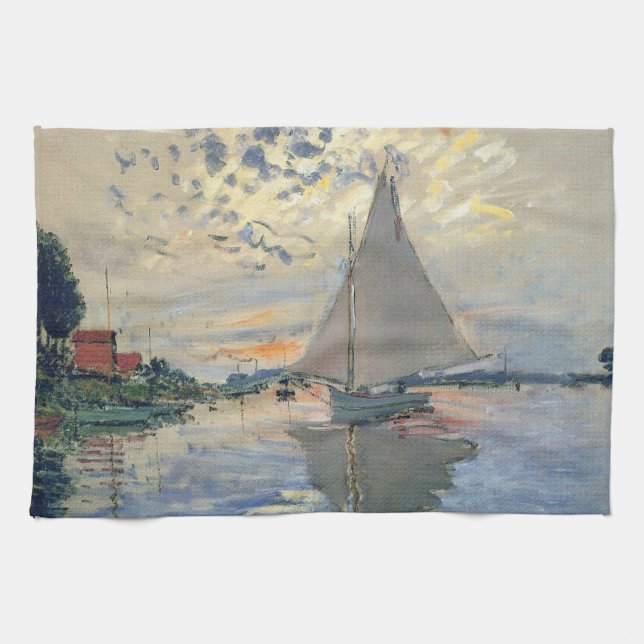 Monet Sailboat Französische Impressionismus Klassi Küchentuch (Horizontal)
