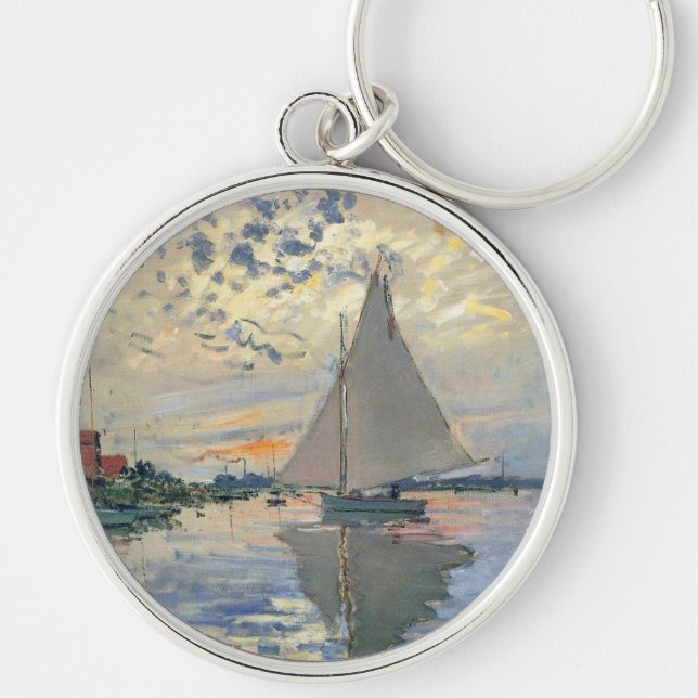 Monet Sailboat Französische Impressionismus Klassi Schlüsselanhänger (Vorne)
