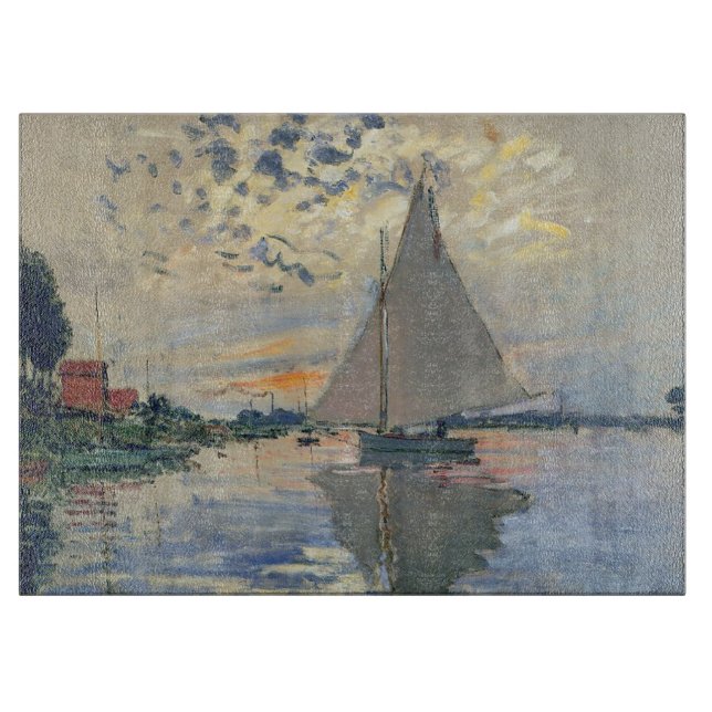 Monet Sailboat Französische Impressionismus Klassi Schneidebrett (Vorderseite)
