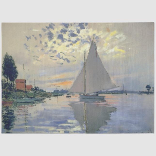 Monet Sailboat French Impressionism Classic Art Seidenpapier (Vorderseite)
