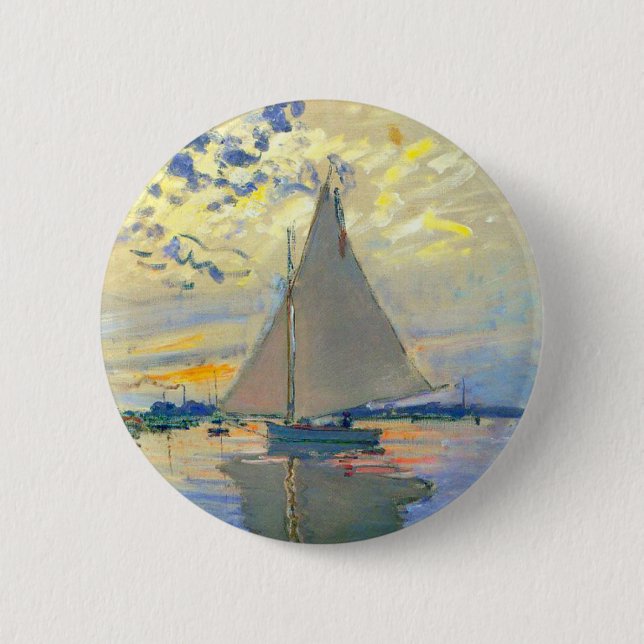 Monet Sailboat in Le Petit-Gennevilliers Button (Vorderseite)