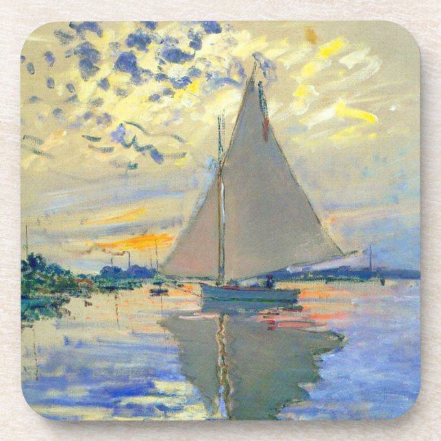 Monet Sailboat in Le Petit-Gennevilliers Getränkeuntersetzer (Vorderseite)