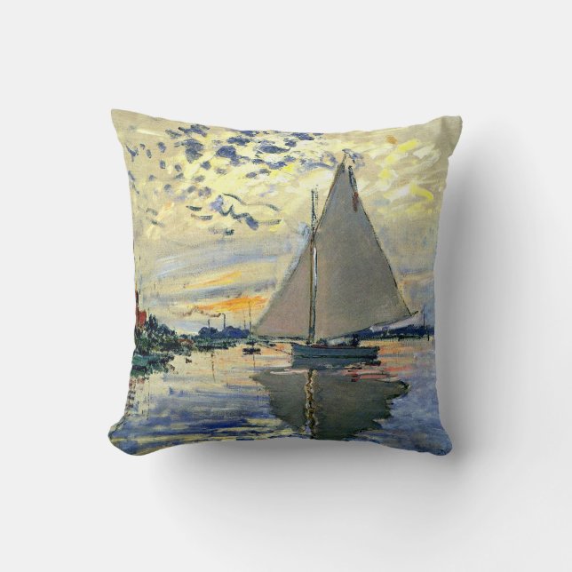 Monet - Sailboat in Le Petit-Gennevilliers Kissen (Vorderseite)