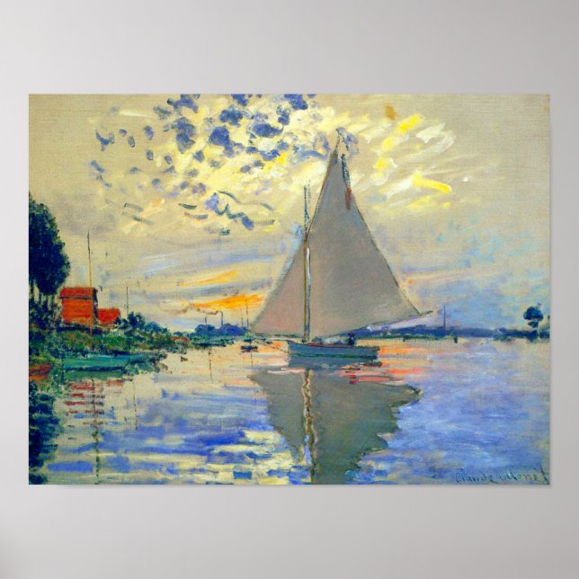 Monet Sailboat in Le Petit-Gennevilliers Poster (Vorne)
