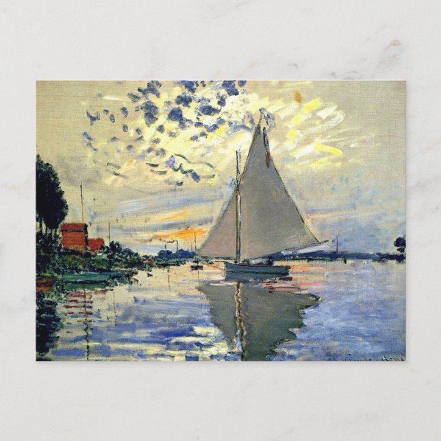 Monet - Sailboat in Le Petit-Gennevilliers Postkarte (Vorderseite)