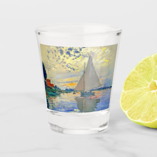 Monet Sailboat in Le Petit-Gennevilliers Schnapsglas (Vorderseite)