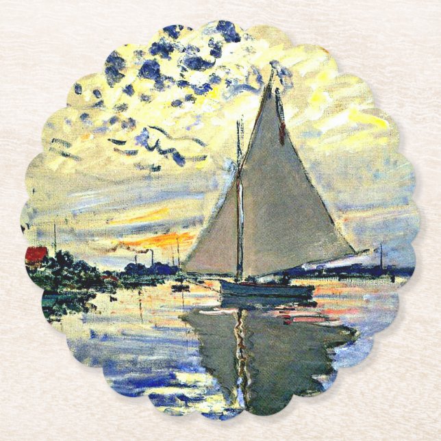 Monet - Sailboat in Le Petit-Gennevilliers Untersetzer (Vorderseite)