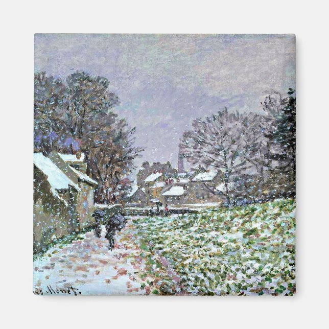 Monet - Schnee bei Argenteuil 2, berühmtes Bild Magnet (Vorne)