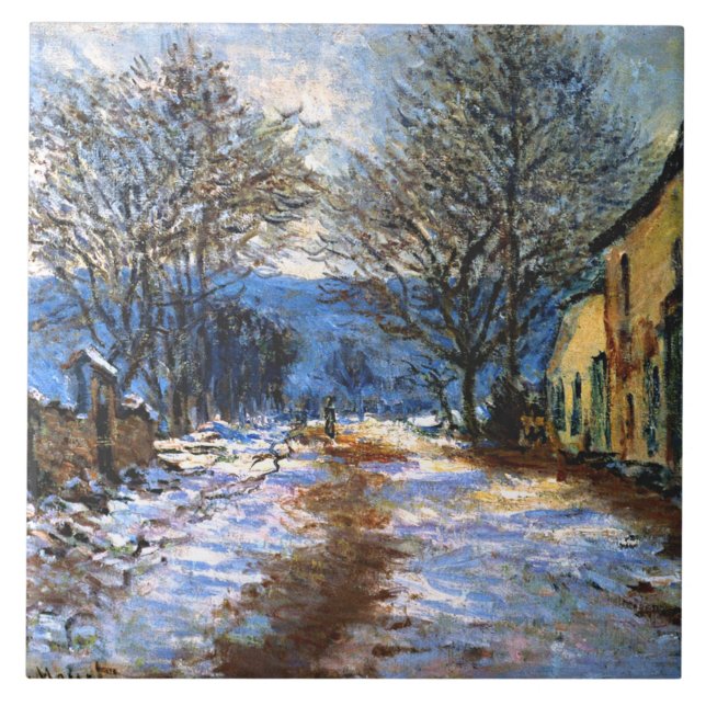 Monet - Schneeeffekt in Limetz, Fliese (Vorderseite)