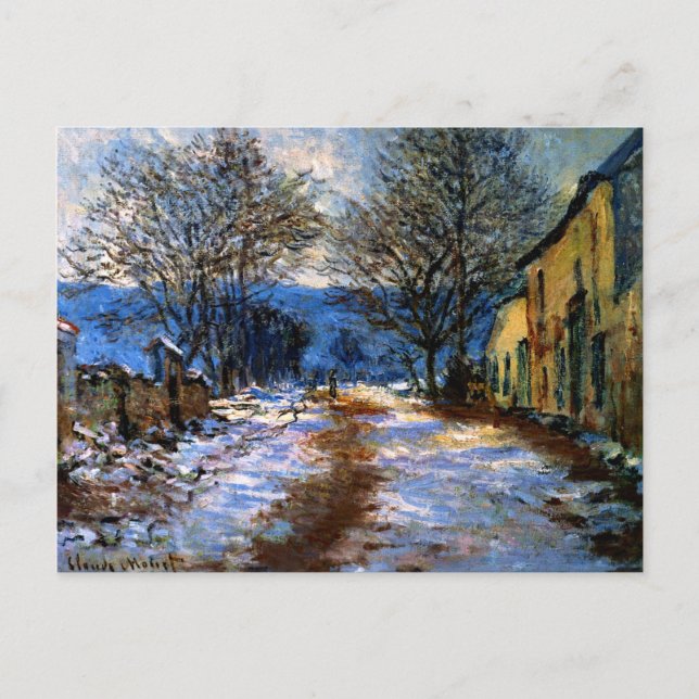 Monet - Schneeeffekt in Limetz Postkarte (Vorderseite)