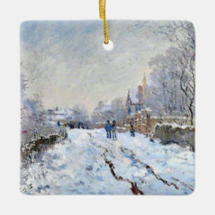 Monet - Schneeszene in Argenteuil Keramikornament