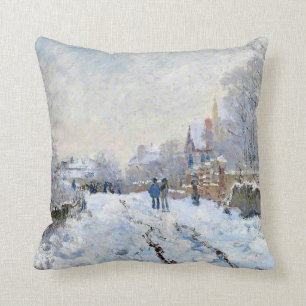 Monet - Schneeszene in Argenteuil Kissen