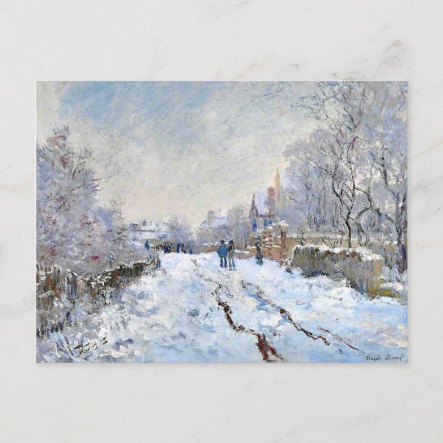 Monet - Schneeszene in Argenteuil Postkarte (Vorderseite)