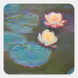 Monet Seerosen Teich Seerosen Malerei Quadratischer Aufkleber