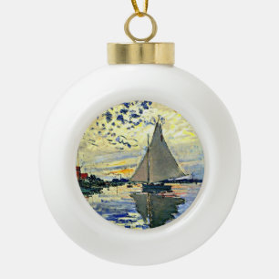 Monet - Segelboot in Le Petit Gennevilliers Keramik Kugel-Ornament