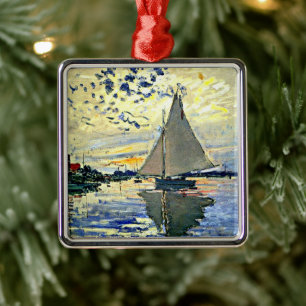 Monet - Segelboot in le Petit Gennevilliers Ornament Aus Metall