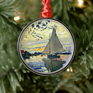 Monet - Segelboot in Le Petit Gennevilliers Ornament Aus Metall