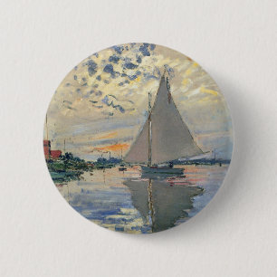 Monet-Segelschiff Französischer Impressionismus Kl Button