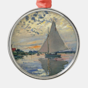 Monet-Segelschiff Französischer Impressionismus Kl Silbernes Ornament