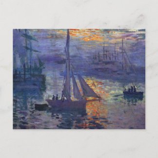 Monet Sonnenaufgang auf Seesegelboot Malerei Kunst Postkarte