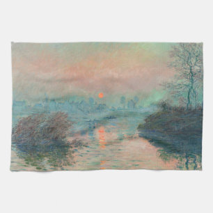 Monet Sonnenuntergang an der Seine Fine Art Impres Geschirrtuch