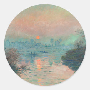 Monet Sonnenuntergang an der Seine Fine Art Impres Runder Aufkleber