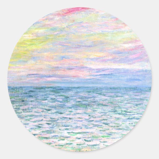Monet - Sonnenuntergang in Pourville, schöne Kunst Runder Aufkleber (Vorderseite)
