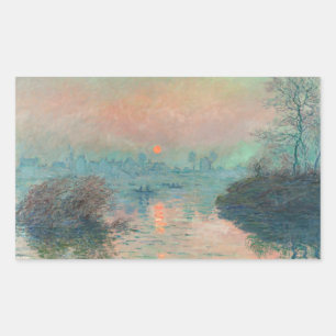 Monet Sonnenuntergang Seine Fine Art Impressionism Rechteckiger Aufkleber