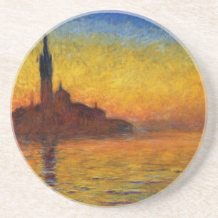 Monet Sonnenuntergang Venedig Farbige Impressionis Sandstein Untersetzer