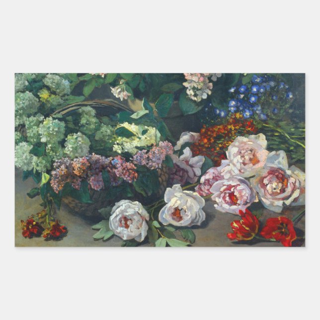 Monet Spring Flowers Rechteckiger Aufkleber (Vorderseite)