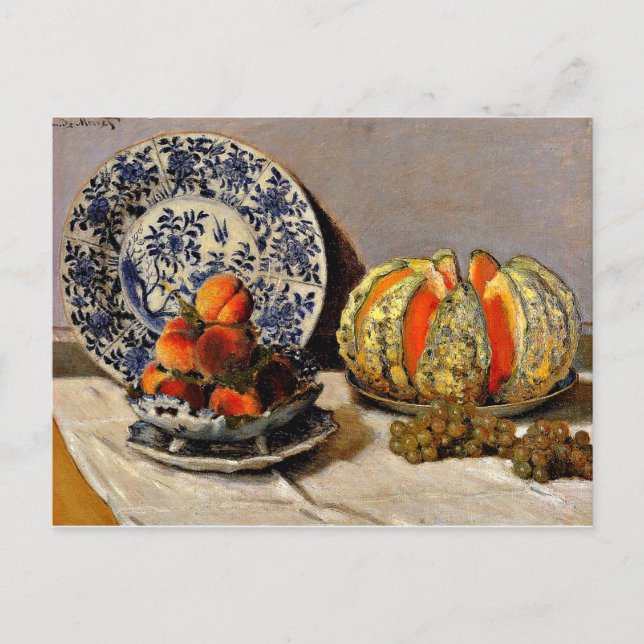 Monet - Stillleben mit Melon Postkarte (Vorderseite)