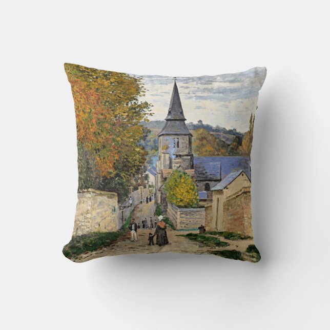 Monet - Straße in Sainte-Adresse, schöne Kunst, Kissen (Vorderseite)