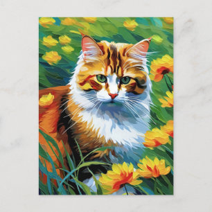 Monet Style Cat Postcard Postkarte